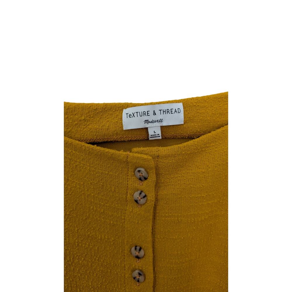 Madewell Mustard Button-Front Textured Thread Dress Size Large - Picture 2 of 4